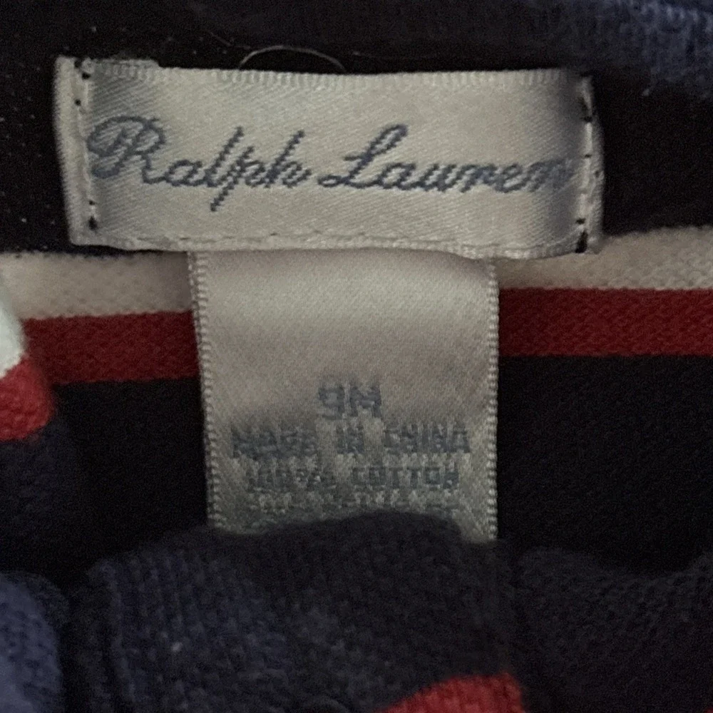Polo Ralph Lauren Romper Boys Preppy  Striped Blue Red 9 Months